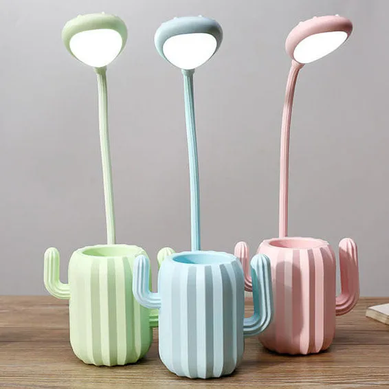 Modern Children's Plastic Cactus Pencil Eye Protection USB LED Table Lamp