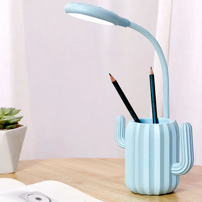Modern Children's Plastic Cactus Pencil Eye Protection USB LED Table Lamp