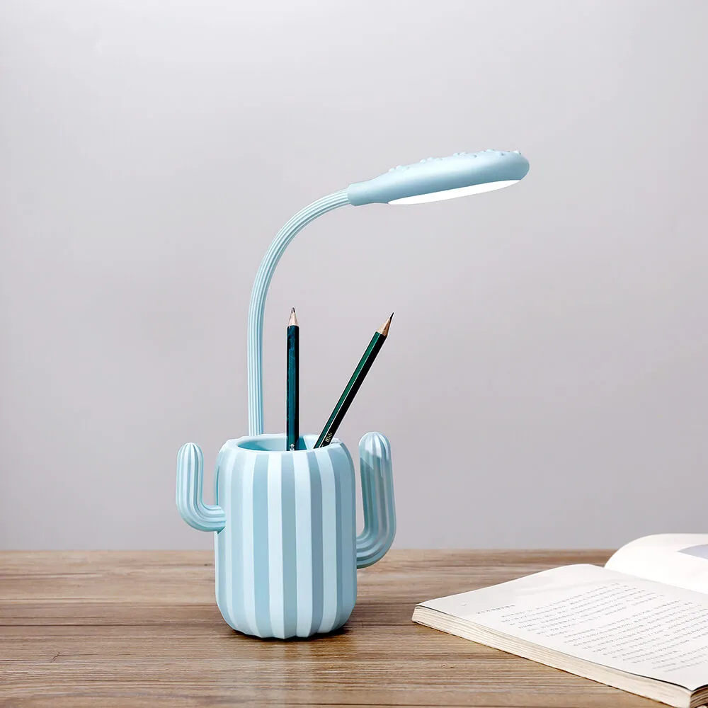 Modern Children's Plastic Cactus Pencil Eye Protection USB LED Table Lamp