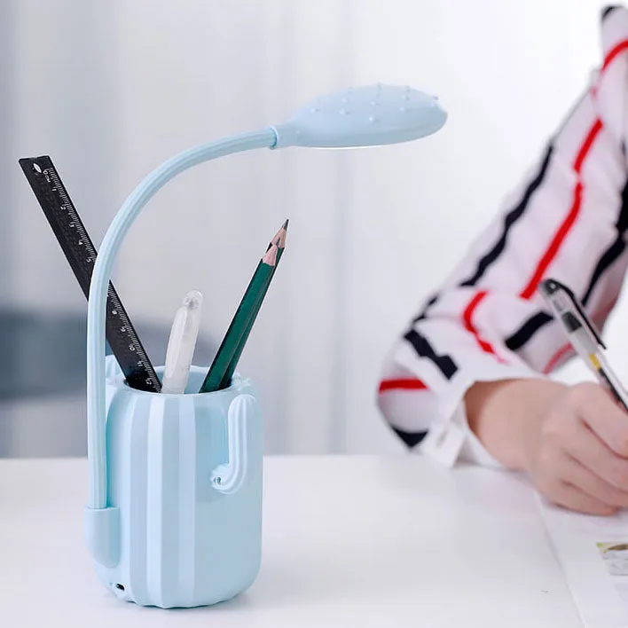 Modern Children's Plastic Cactus Pencil Eye Protection USB LED Table Lamp
