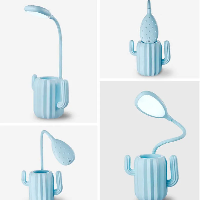 Modern Children's Plastic Cactus Pencil Eye Protection USB LED Table Lamp