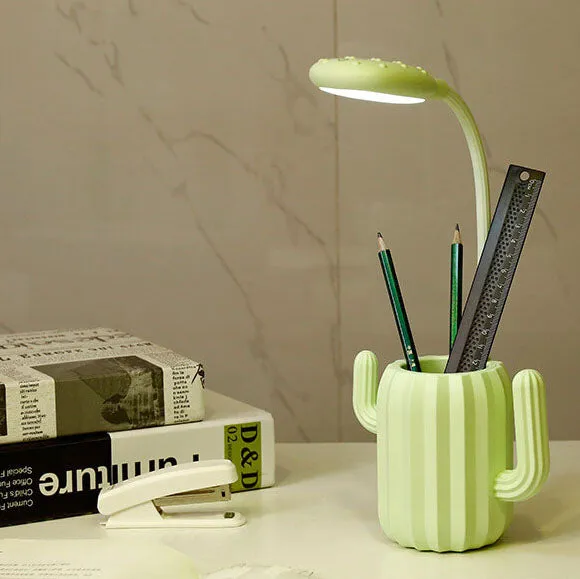Modern Children's Plastic Cactus Pencil Eye Protection USB LED Table Lamp
