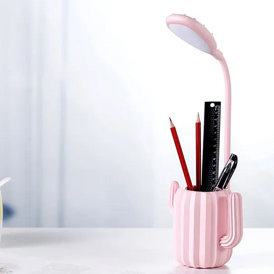 Modern Children's Plastic Cactus Pencil Eye Protection USB LED Table Lamp