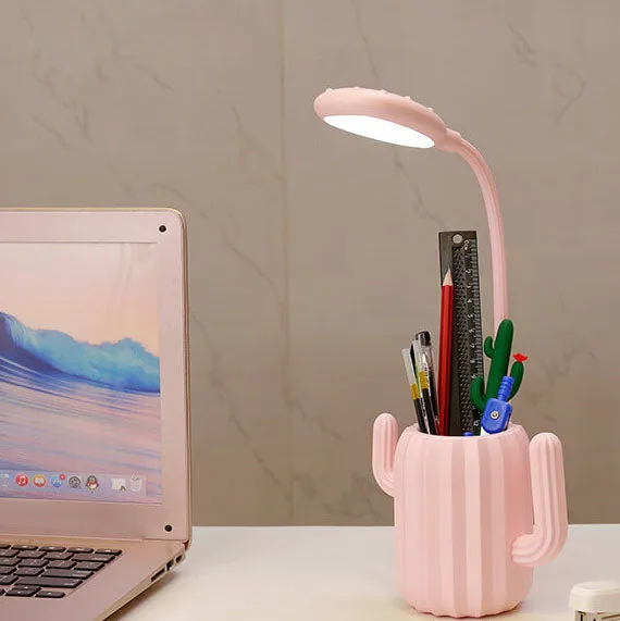 Modern Children's Plastic Cactus Pencil Eye Protection USB LED Table Lamp