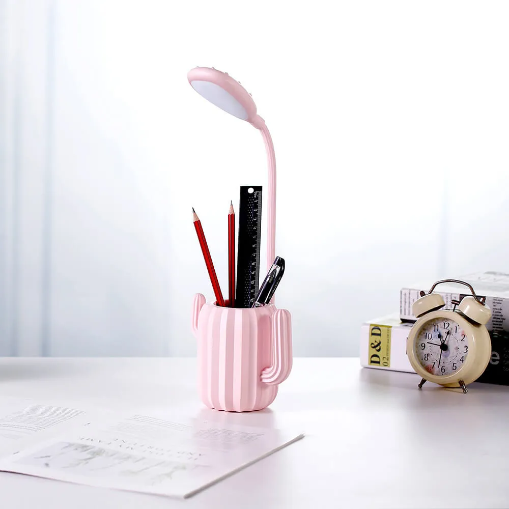 Modern Children's Plastic Cactus Pencil Eye Protection USB LED Table Lamp