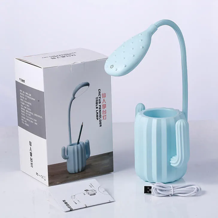Modern Children's Plastic Cactus Pencil Eye Protection USB LED Table Lamp
