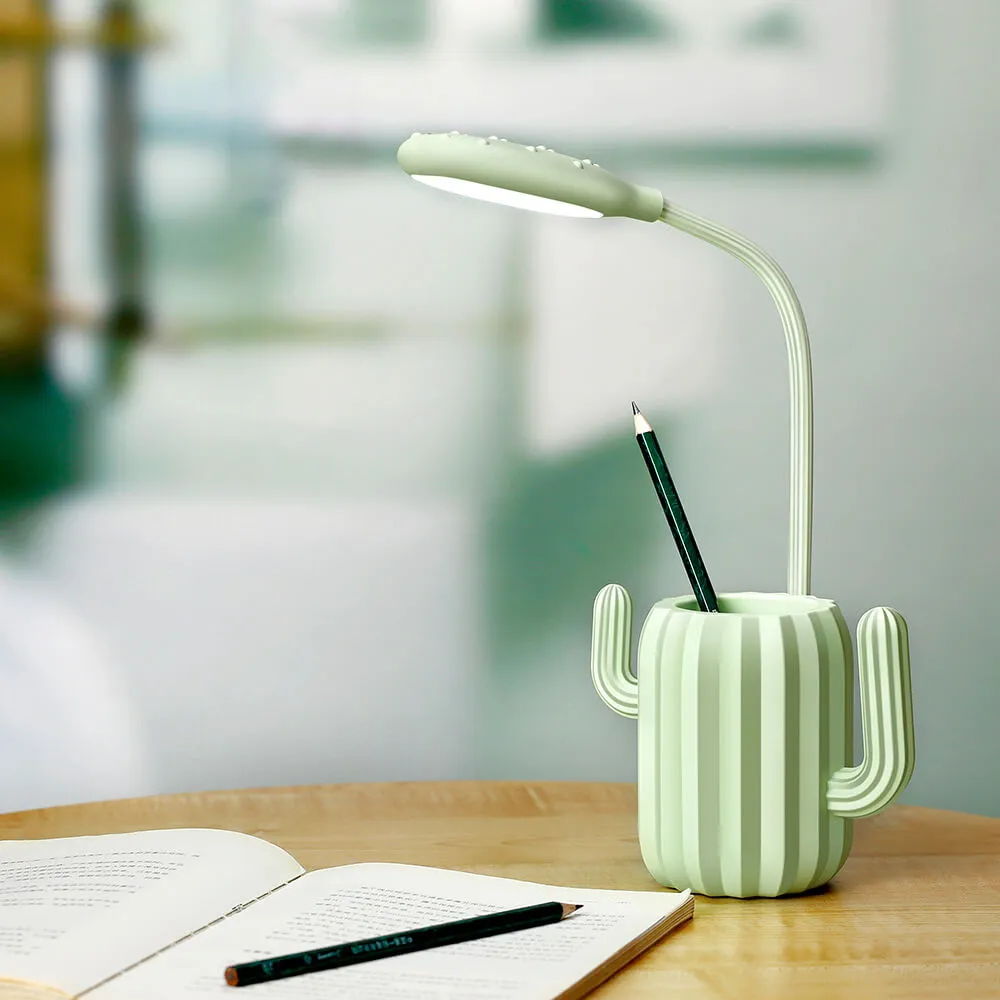 Modern Children's Plastic Cactus Pencil Eye Protection USB LED Table Lamp