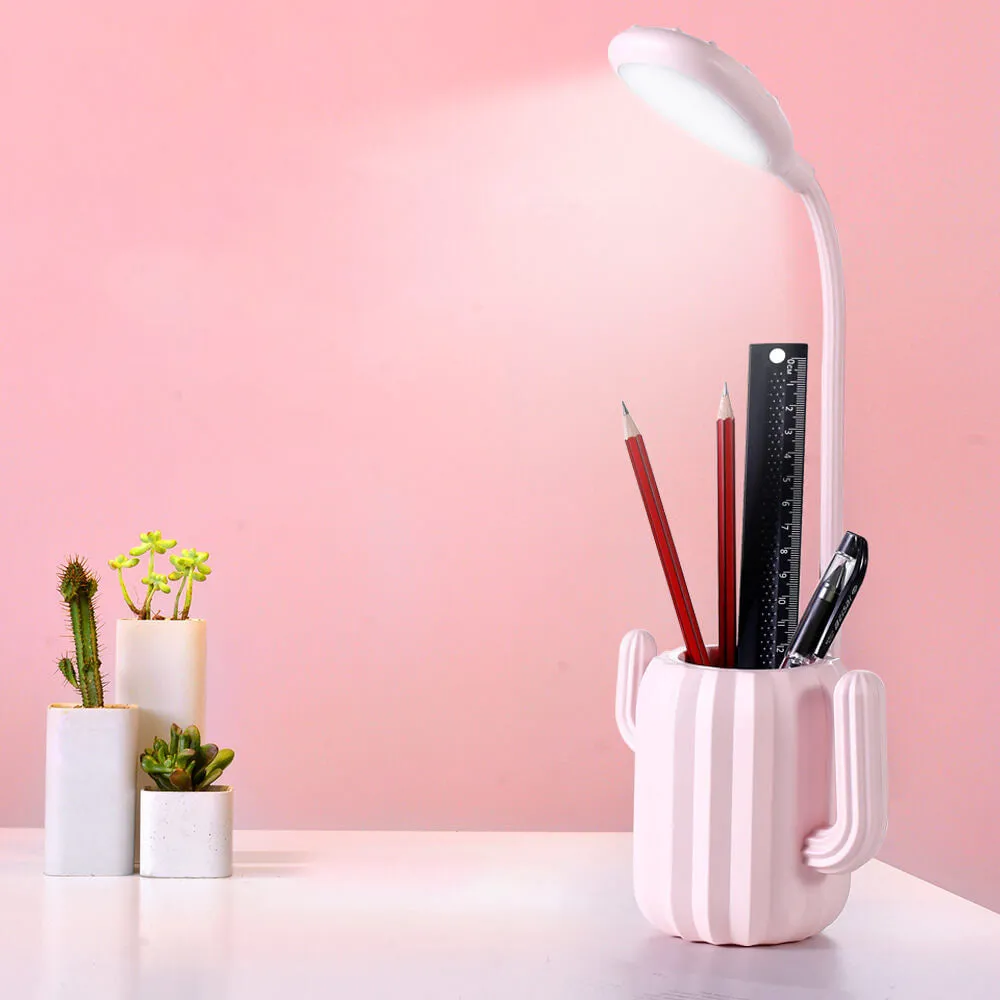 Modern Children's Plastic Cactus Pencil Eye Protection USB LED Table Lamp