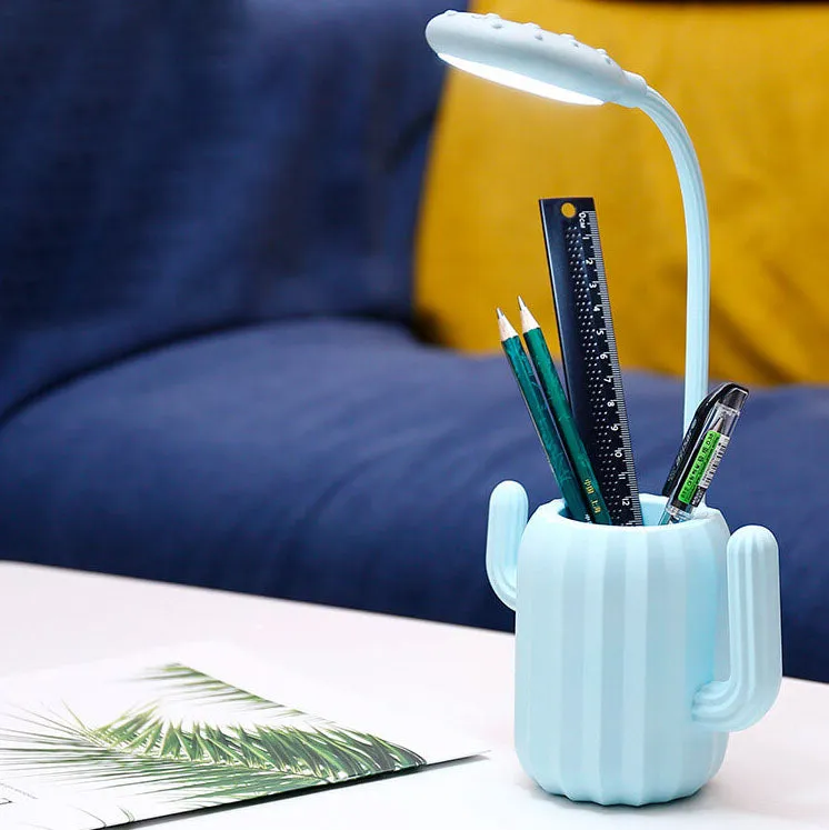 Modern Children's Plastic Cactus Pencil Eye Protection USB LED Table Lamp