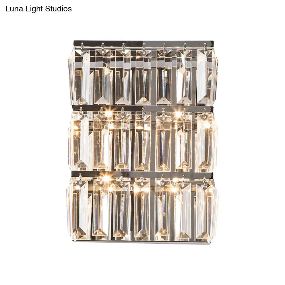 Modern Chrome 4-Light Clear Crystal Wall Lamp - Elegant Rectangle Wall Lighting Fixture