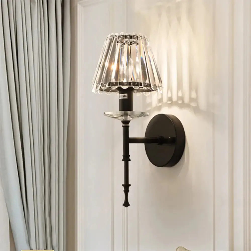 Modern Conical Crystal Wall Light with Gold Finish - Stylish Lighting Fixture for Living Room