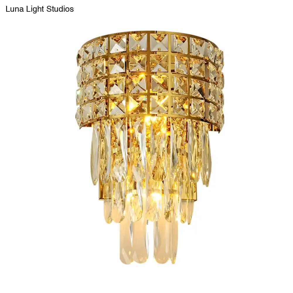 Modern Gold Triangular Crystal Wall Lamp with 3 Lights