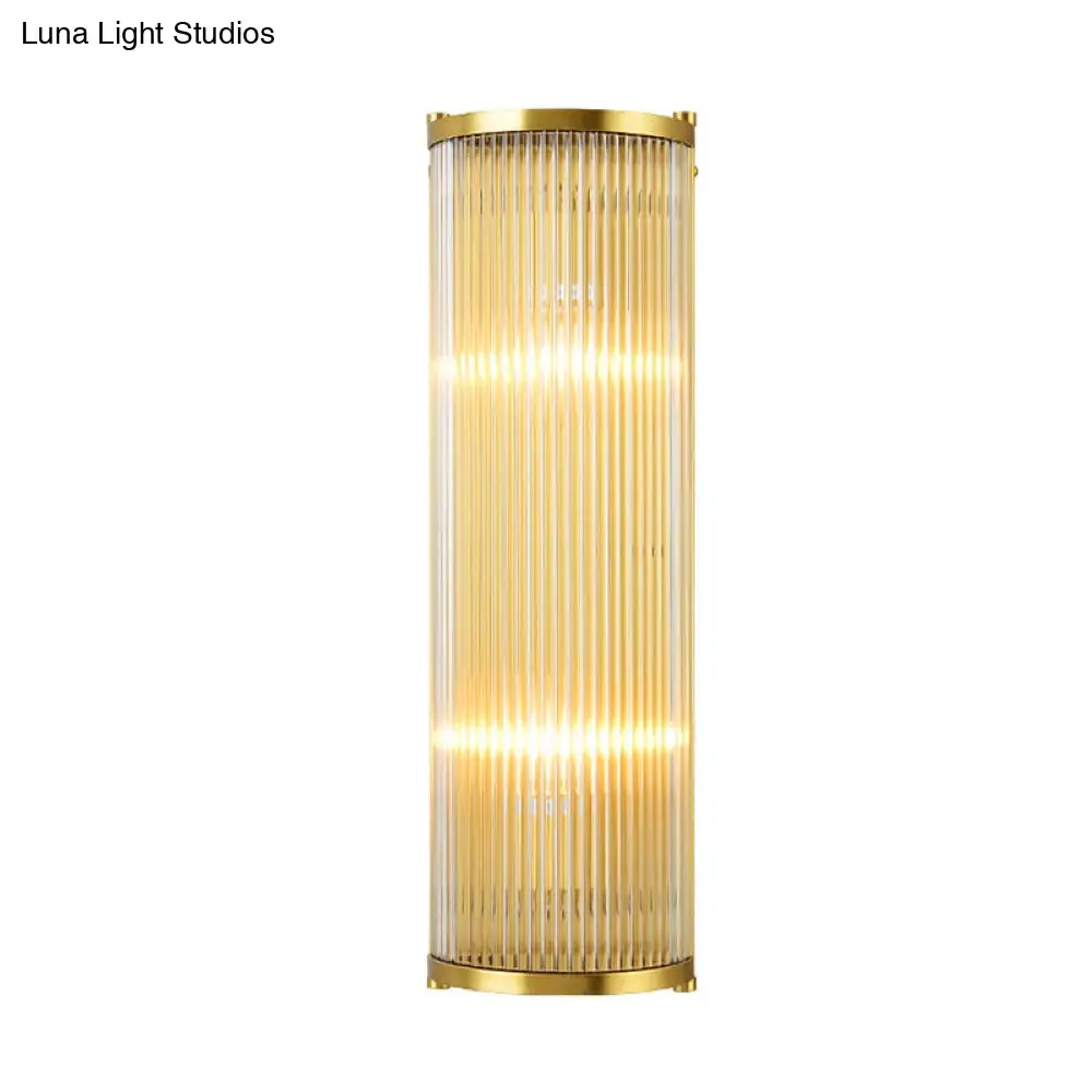 Modern Gold Wall Sconce Light with Fluted Crystal Detail, Perfect for Living Room