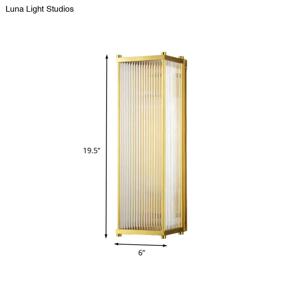 Modern Gold Wall Sconce Light with Fluted Crystal Detail, Perfect for Living Room