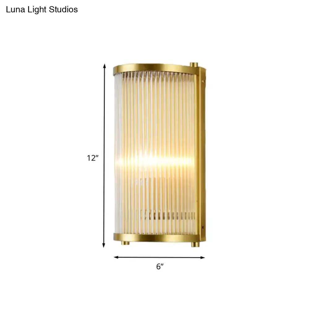 Modern Gold Wall Sconce Light with Fluted Crystal Detail, Perfect for Living Room