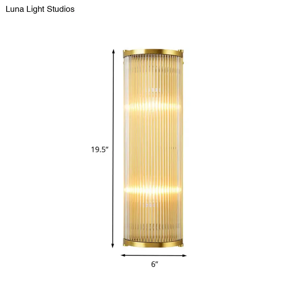 Modern Gold Wall Sconce Light with Fluted Crystal Detail, Perfect for Living Room