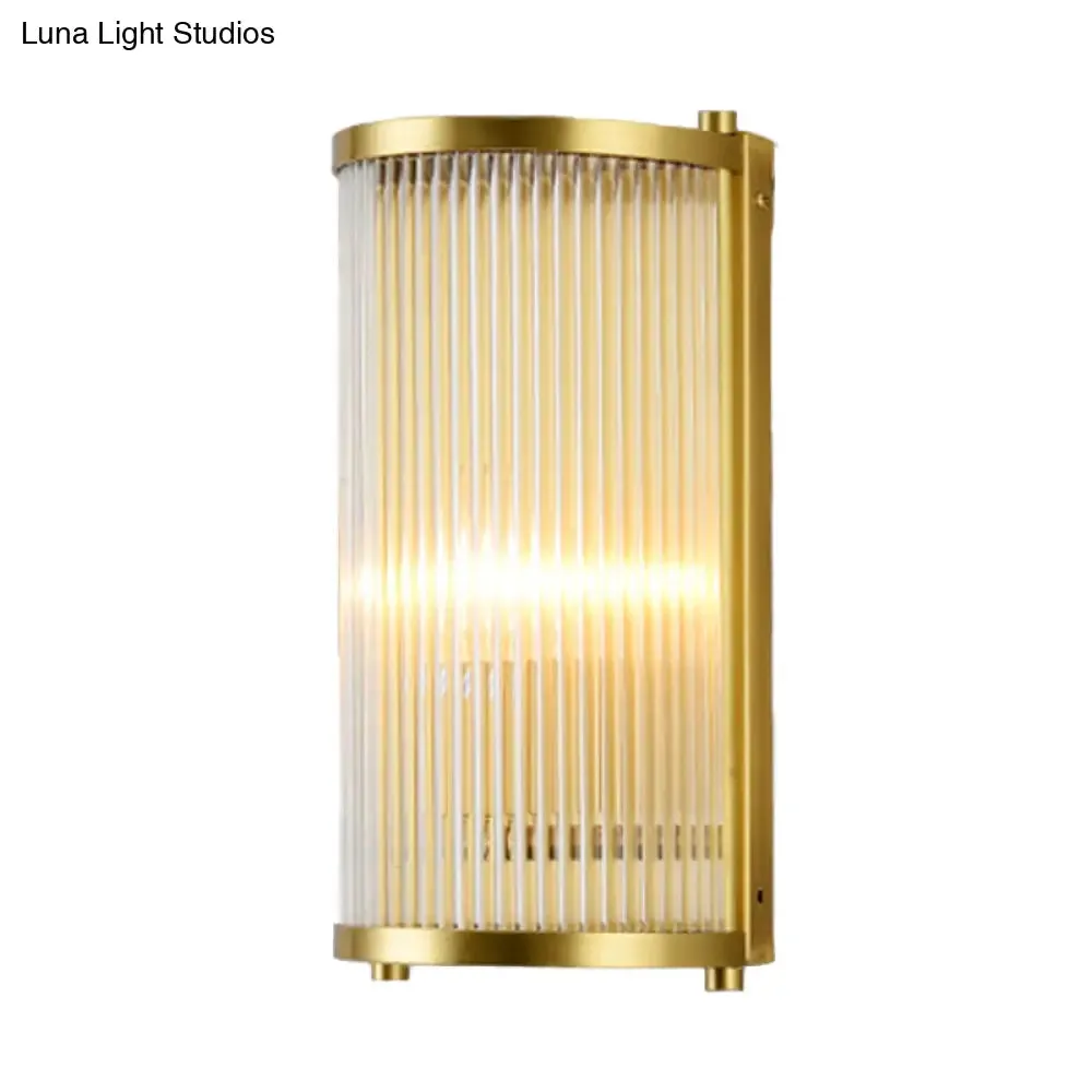 Modern Gold Wall Sconce Light with Fluted Crystal Detail, Perfect for Living Room