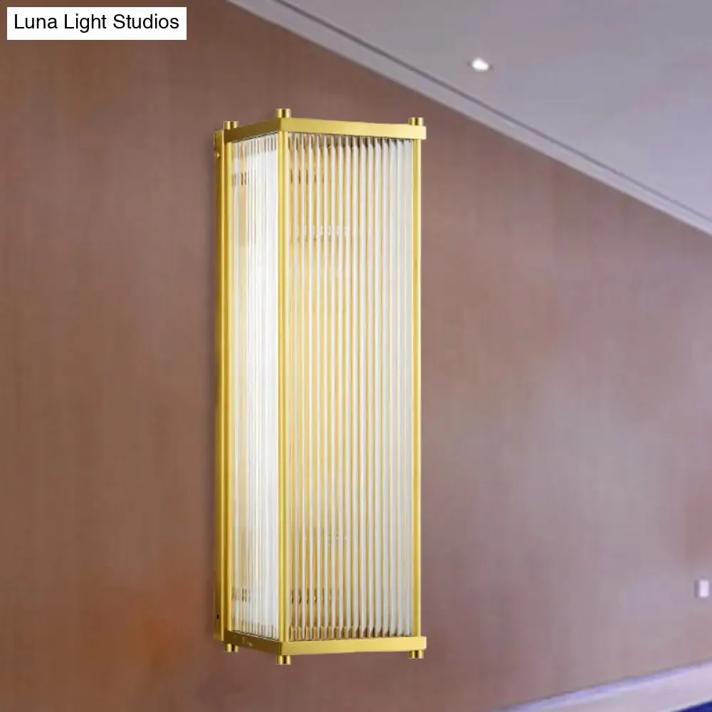 Modern Gold Wall Sconce Light with Fluted Crystal Detail, Perfect for Living Room