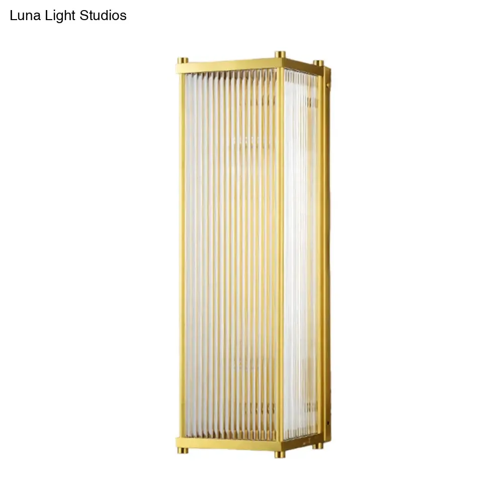 Modern Gold Wall Sconce Light with Fluted Crystal Detail, Perfect for Living Room