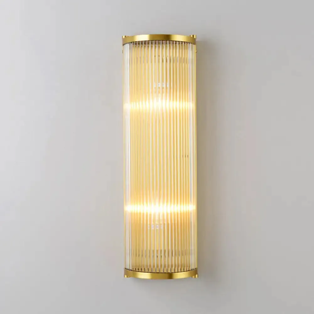 Modern Gold Wall Sconce Light with Fluted Crystal Detail, Perfect for Living Room