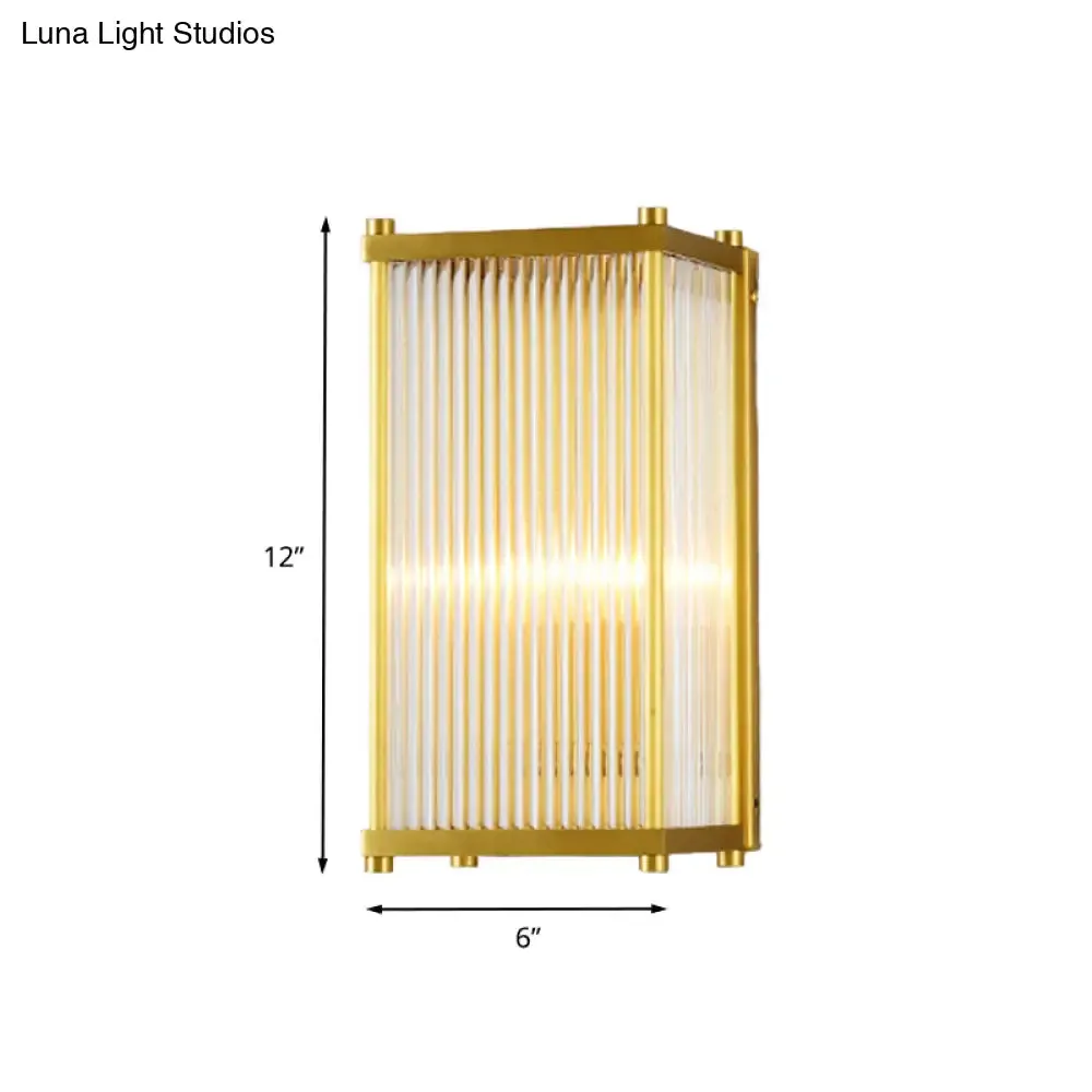 Modern Gold Wall Sconce Light with Fluted Crystal Detail, Perfect for Living Room