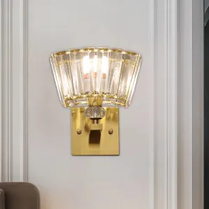 Modern Gold Wall Sconce with Trapezoid Crystal Blocks