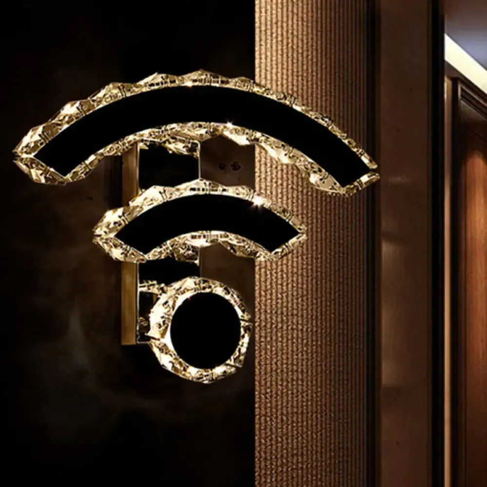 Modern WiFi Wall Mounted Black Crystal LED Sconce with Warm/White Lighting