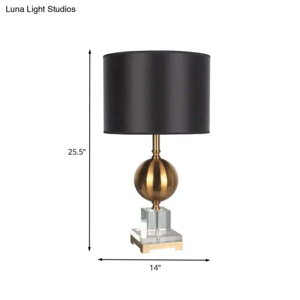 Modernist Gold Cylinder Table Lamp for Dining Room - Fabric Shade for Reading