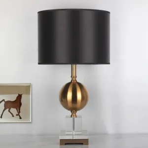 Modernist Gold Cylinder Table Lamp for Dining Room - Fabric Shade for Reading