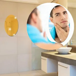 Oval shape Adhesive Glass Mirror sticker for Wall on Bathroom Bedroom Living room Basin Mirror Bathroom Wall Mirror Stickers unbreakable 30cm X 20cm