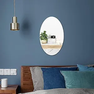 Oval Shape Adhesive Mirror Sticker for Wall Basin Mirror Bathroom Wall Mirror Stickers Unbreakable Plastic Wall Mirror 20 * 30