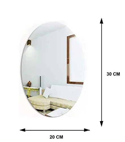 Oval Shape Adhesive Mirror Sticker for Wall Basin Mirror Bathroom Wall Mirror Stickers Unbreakable Plastic Wall Mirror 20 * 30