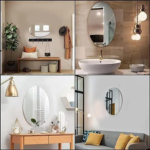 Oval Shape Adhesive Mirror Sticker for Wall Basin Mirror Bathroom Wall Mirror Stickers Unbreakable Plastic Wall Mirror 20 * 30