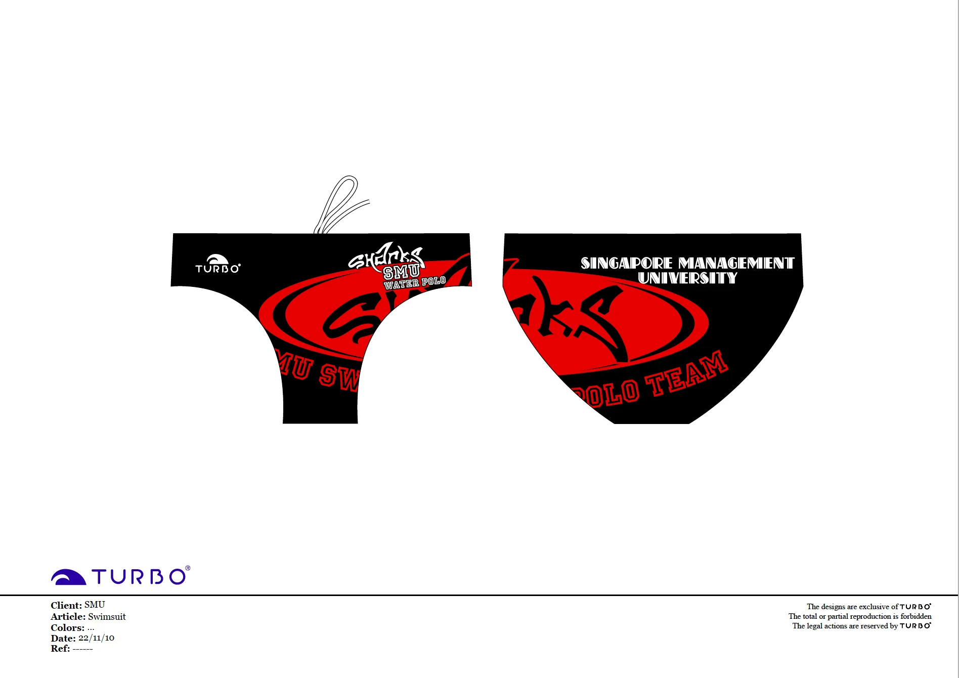 Past Custom Designed - SMU 2010 Boys/Men Swimming Trunks without Name (Pre-Order)
