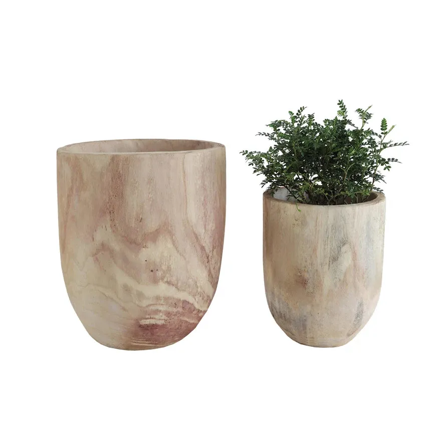 Paulownia Wood Planters, Set of 2