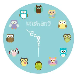 Personalised Owl Clock <br> Blue