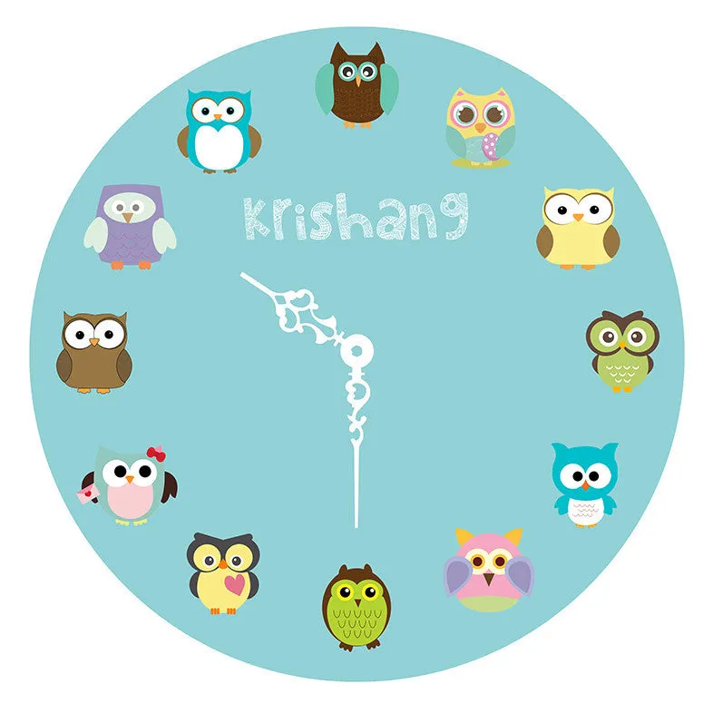 Personalised Owl Clock <br> Blue