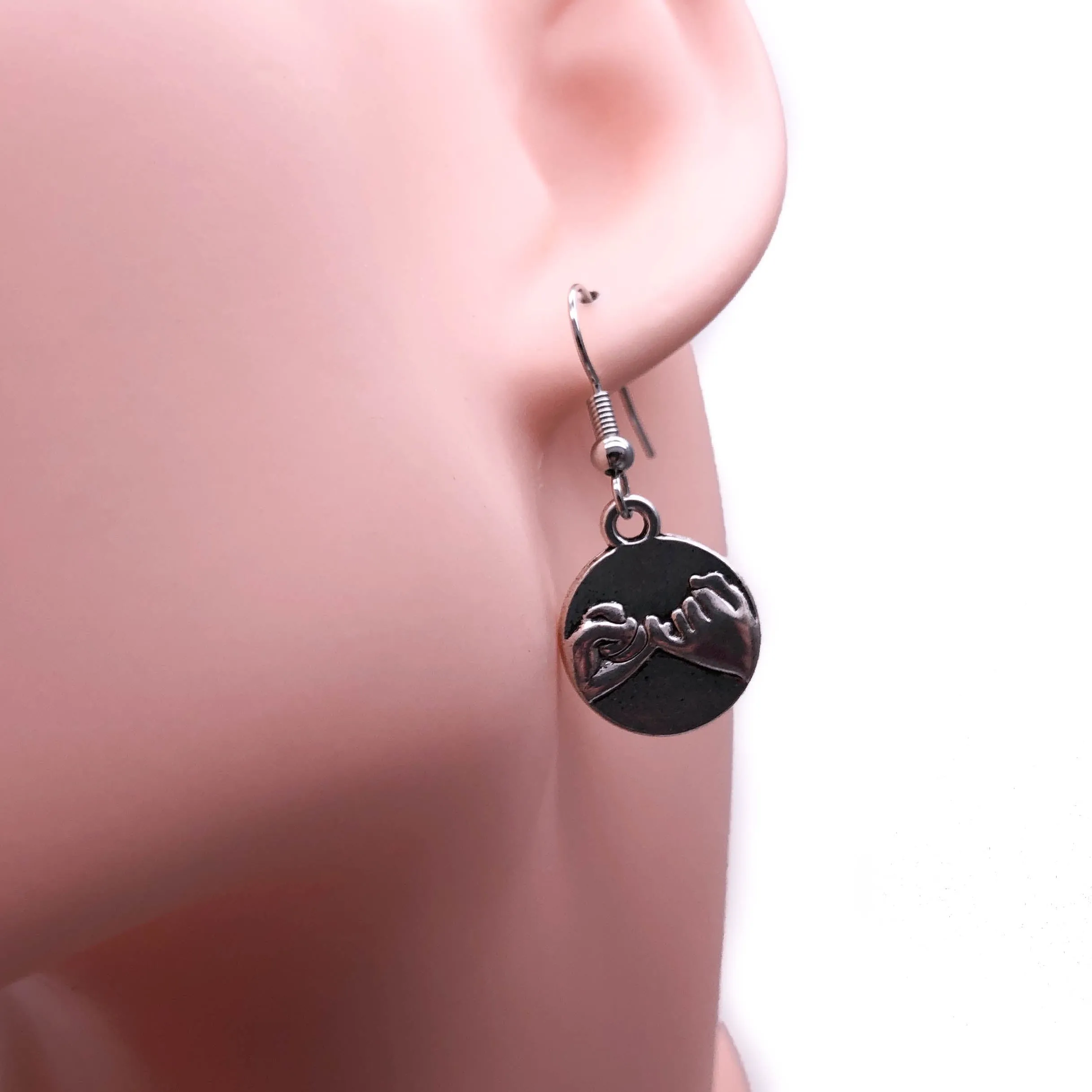 Pinky Promise Silver Plated Charm Earrings