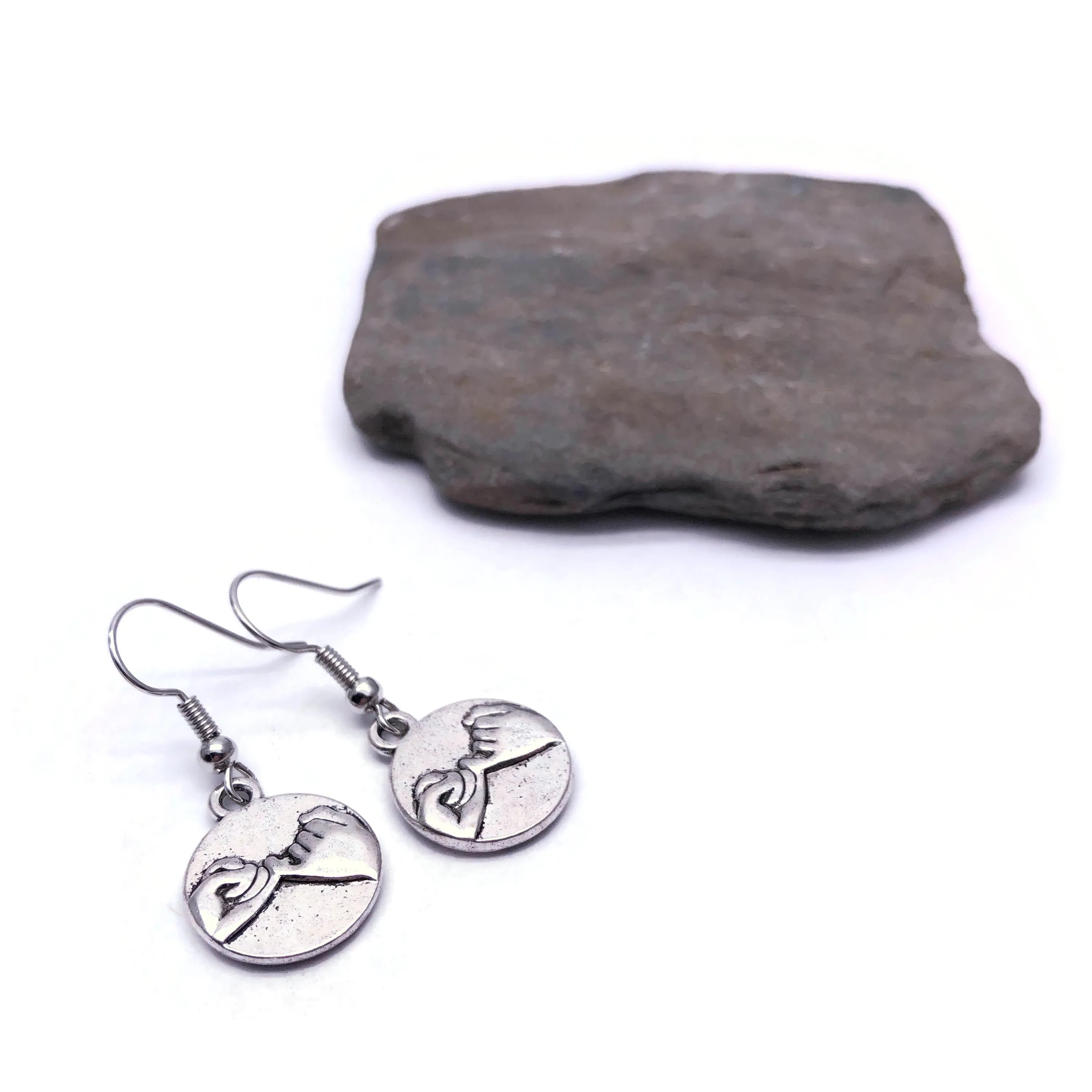 Pinky Promise Silver Plated Charm Earrings