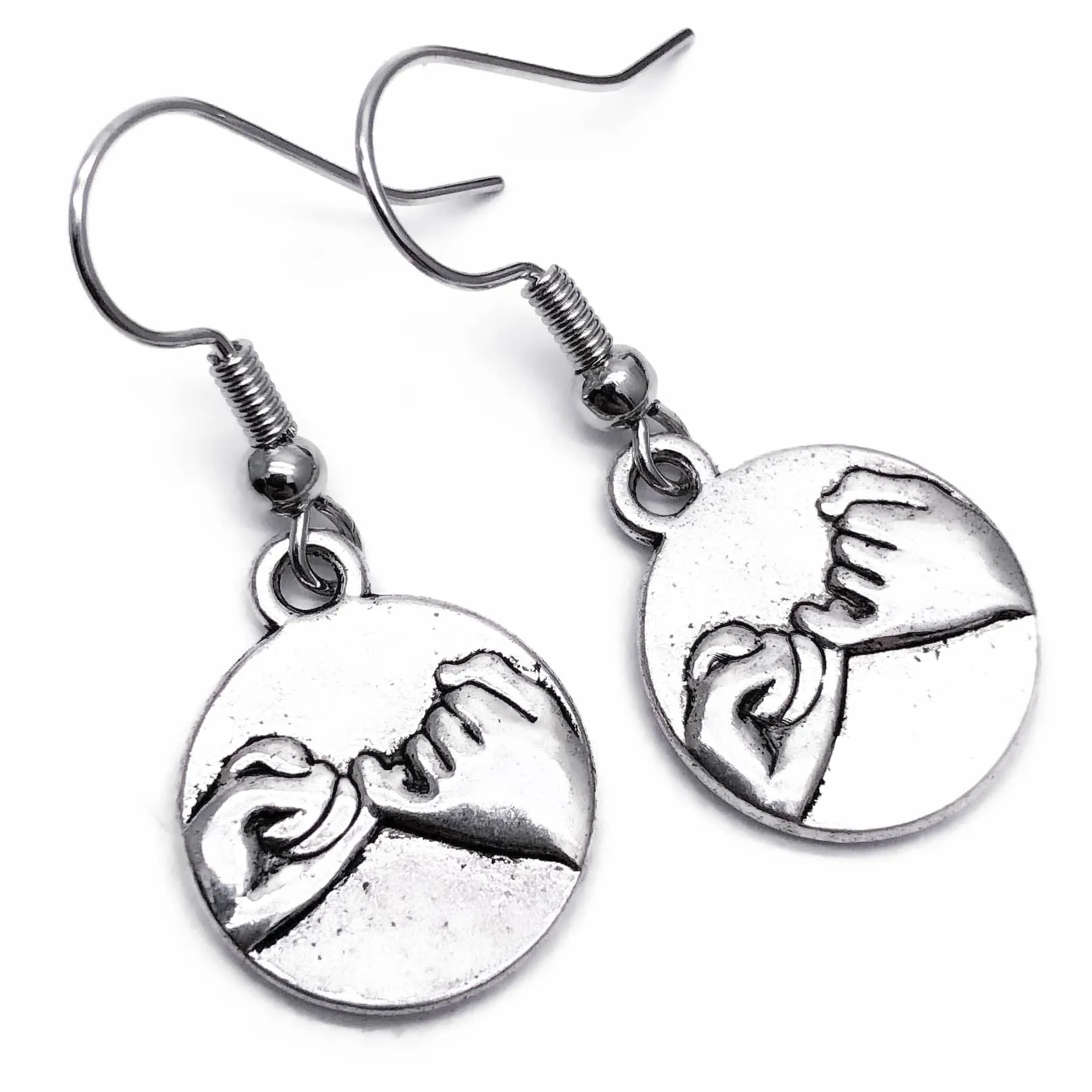 Pinky Promise Silver Plated Charm Earrings