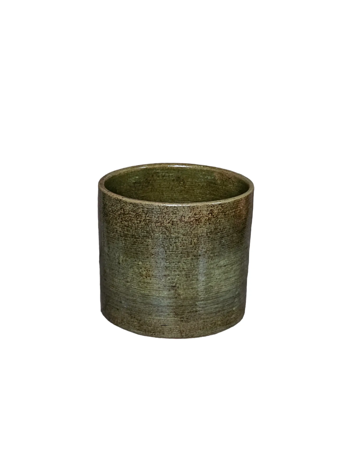 Rare Original Vintage 1960’s Gainey Ceramics AC-12 Glossy Speckled Olive Green Midcentury Architectural Pottery Planter Pot