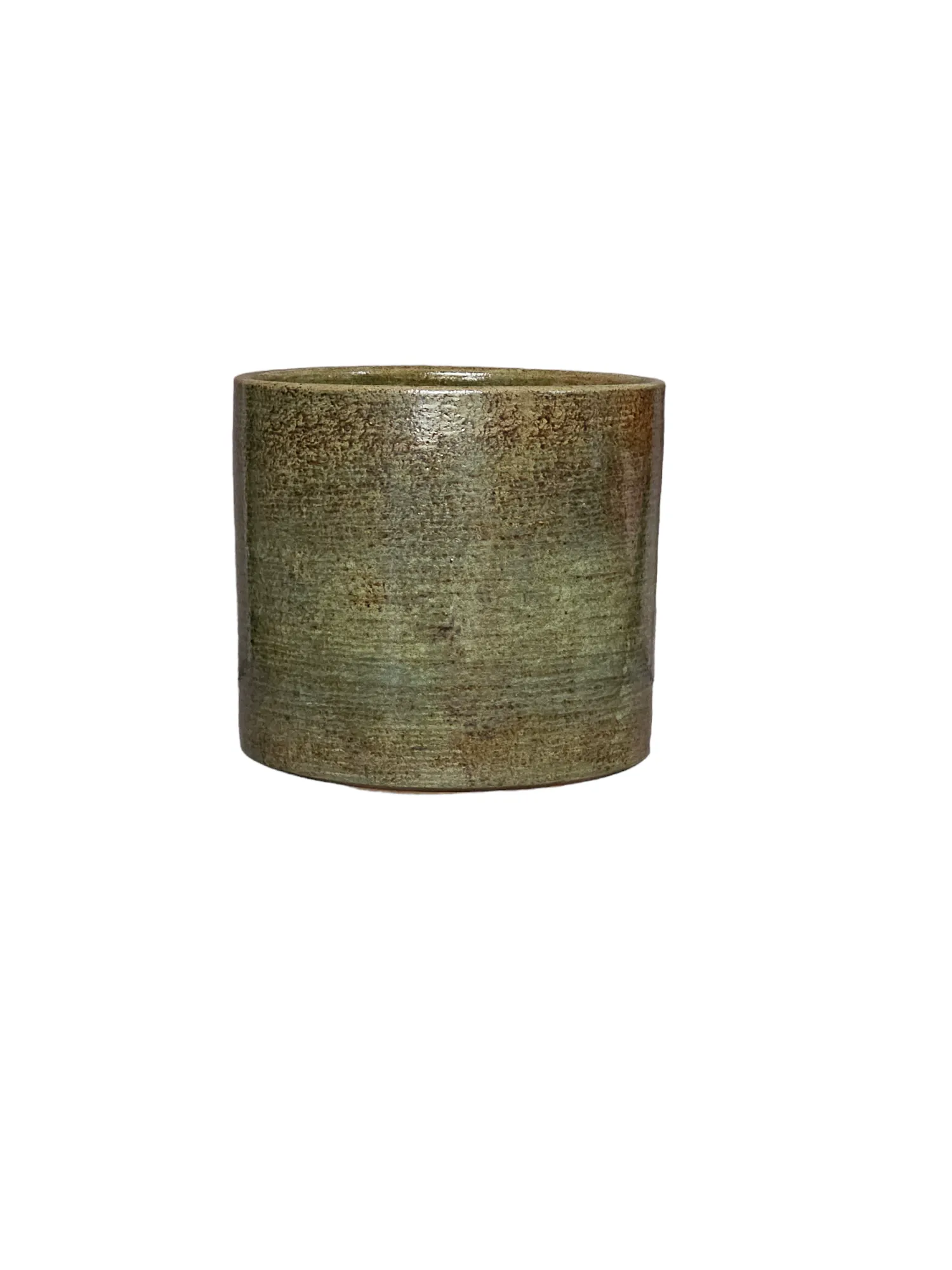Rare Original Vintage 1960’s Gainey Ceramics AC-12 Glossy Speckled Olive Green Midcentury Architectural Pottery Planter Pot