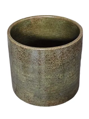 Rare Original Vintage 1960’s Gainey Ceramics AC-12 Glossy Speckled Olive Green Midcentury Architectural Pottery Planter Pot