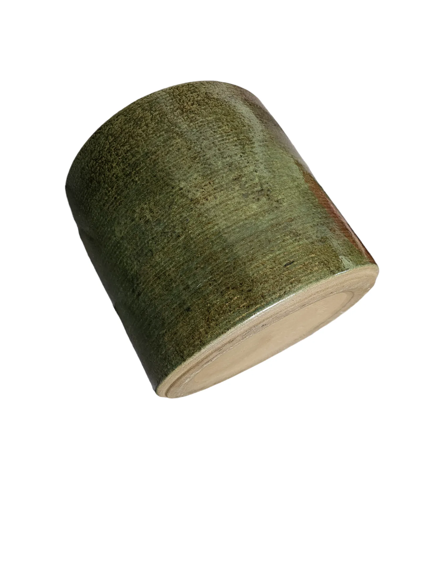Rare Original Vintage 1960’s Gainey Ceramics AC-12 Glossy Speckled Olive Green Midcentury Architectural Pottery Planter Pot