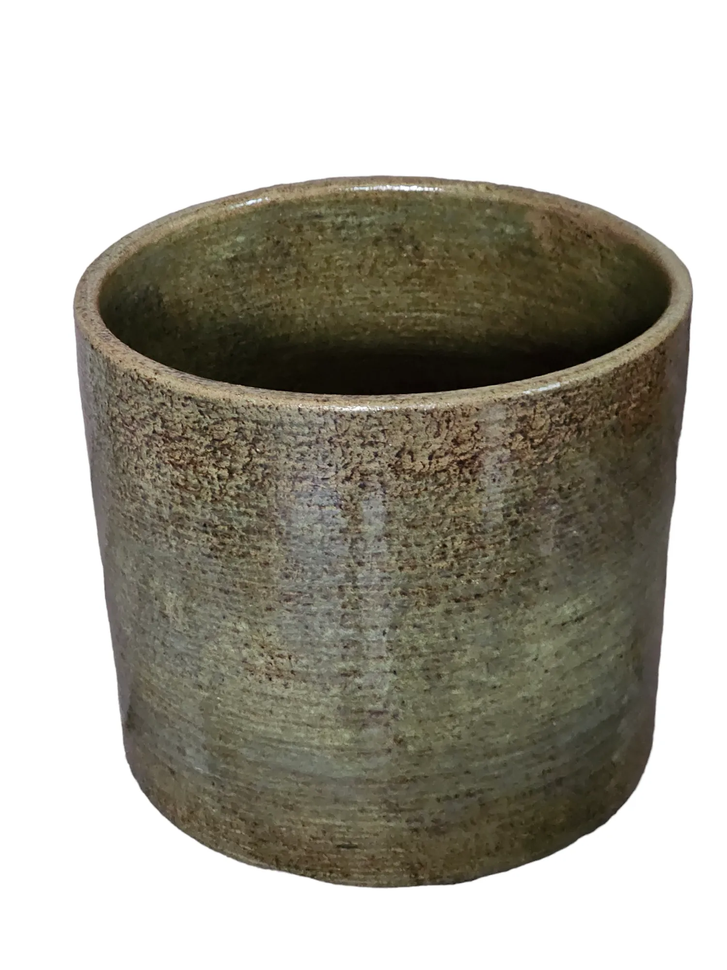 Rare Original Vintage 1960’s Gainey Ceramics AC-12 Glossy Speckled Olive Green Midcentury Architectural Pottery Planter Pot