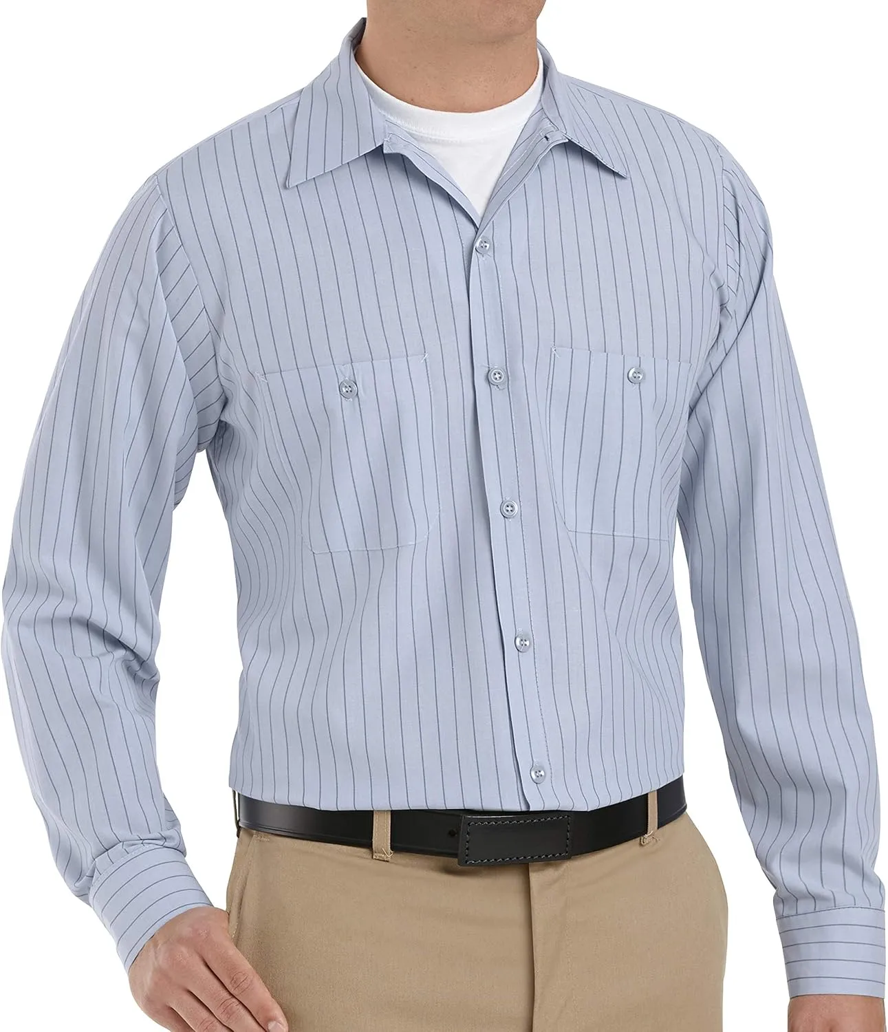 Red Kap Men's Long Sleeve Industrial Stripe Work Shirt