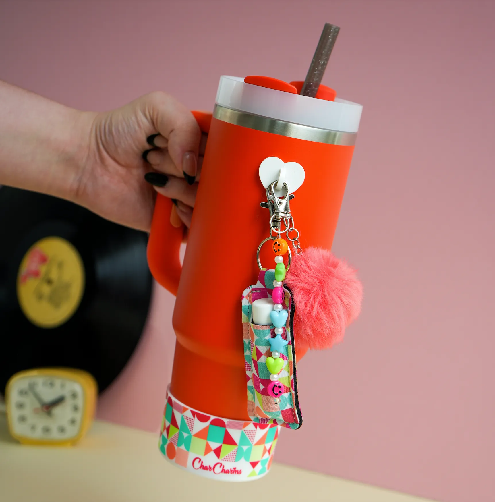 Red PomPom Water Bottle Charm