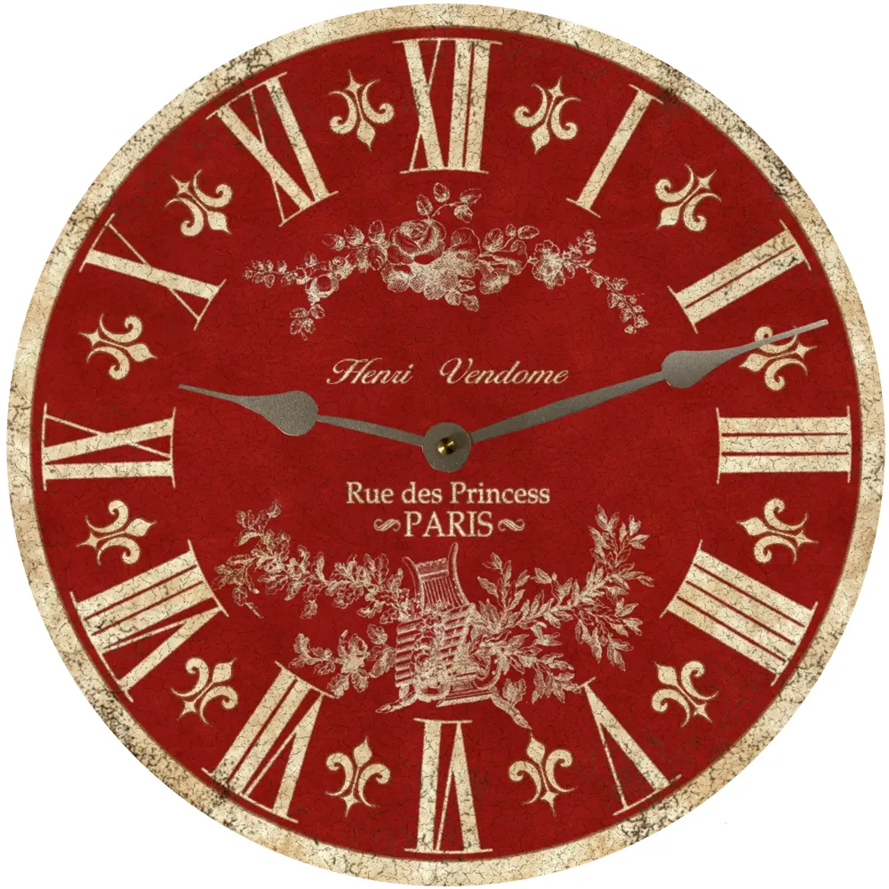 Red Toile Wall Clock