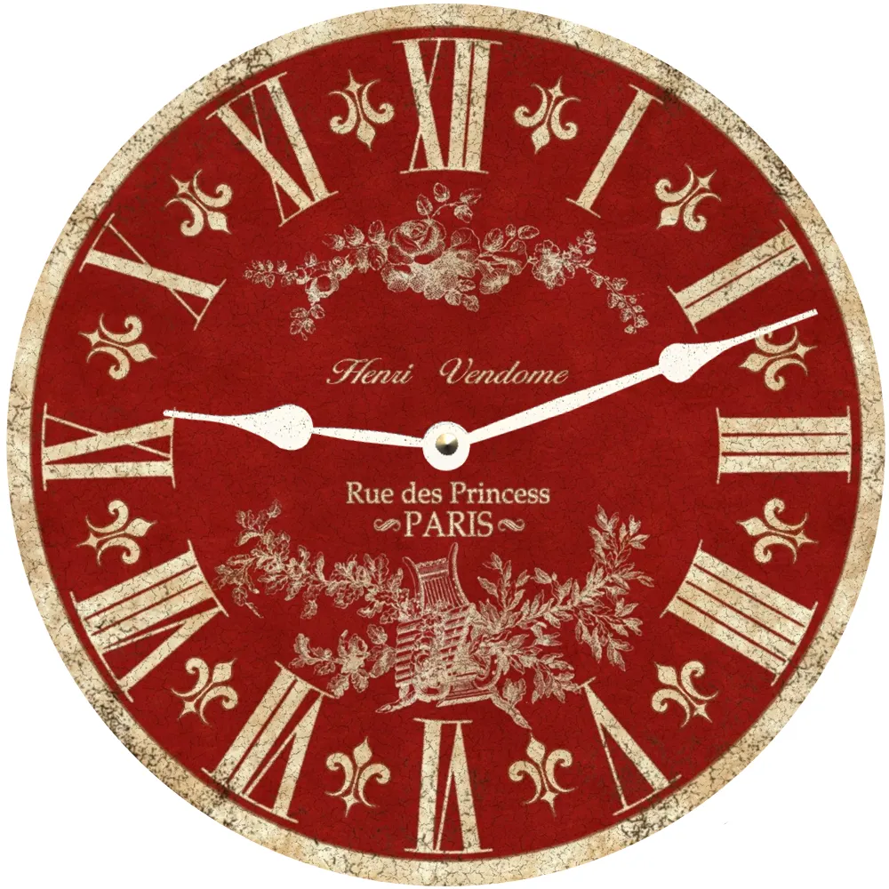 Red Toile Wall Clock