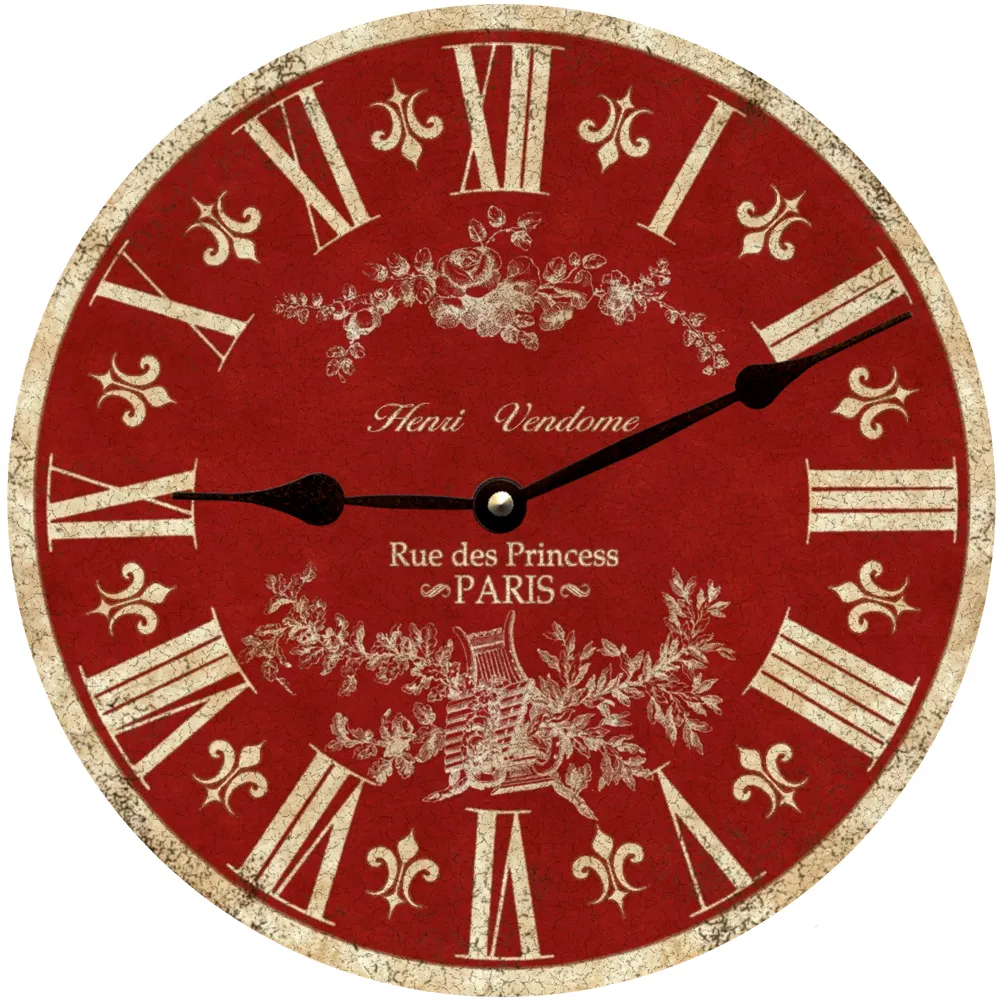 Red Toile Wall Clock